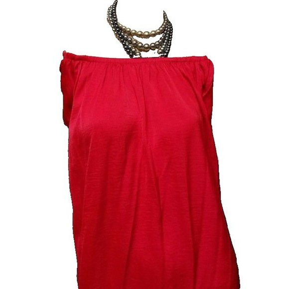 terra & sky Red Silky Soft Size 2X Poet Blouse Oversized Flowing Boho - Picture 3 of 6